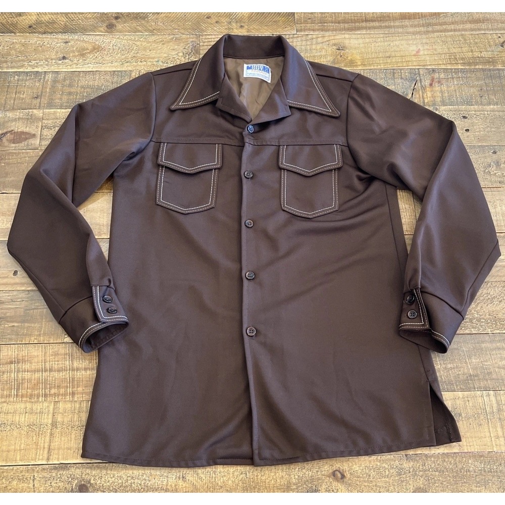 Vintage 1970s Time Out by Farah Western Shirt Jacket Brown, Made in USA Medium?